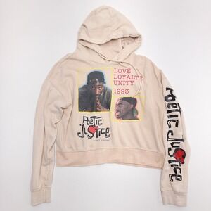 Chemistry 2Pac Poetic Justice‎ Fleece Hoodie Women's L Beige Crop Top